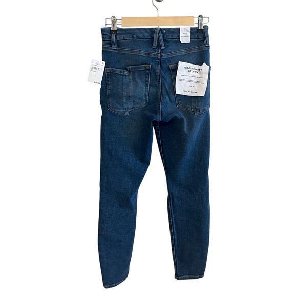 Good American Good Waist Cropped High Rise Skinny Jeans Blue Indigo 326 Sz 2/26 - Picture 3 of 7